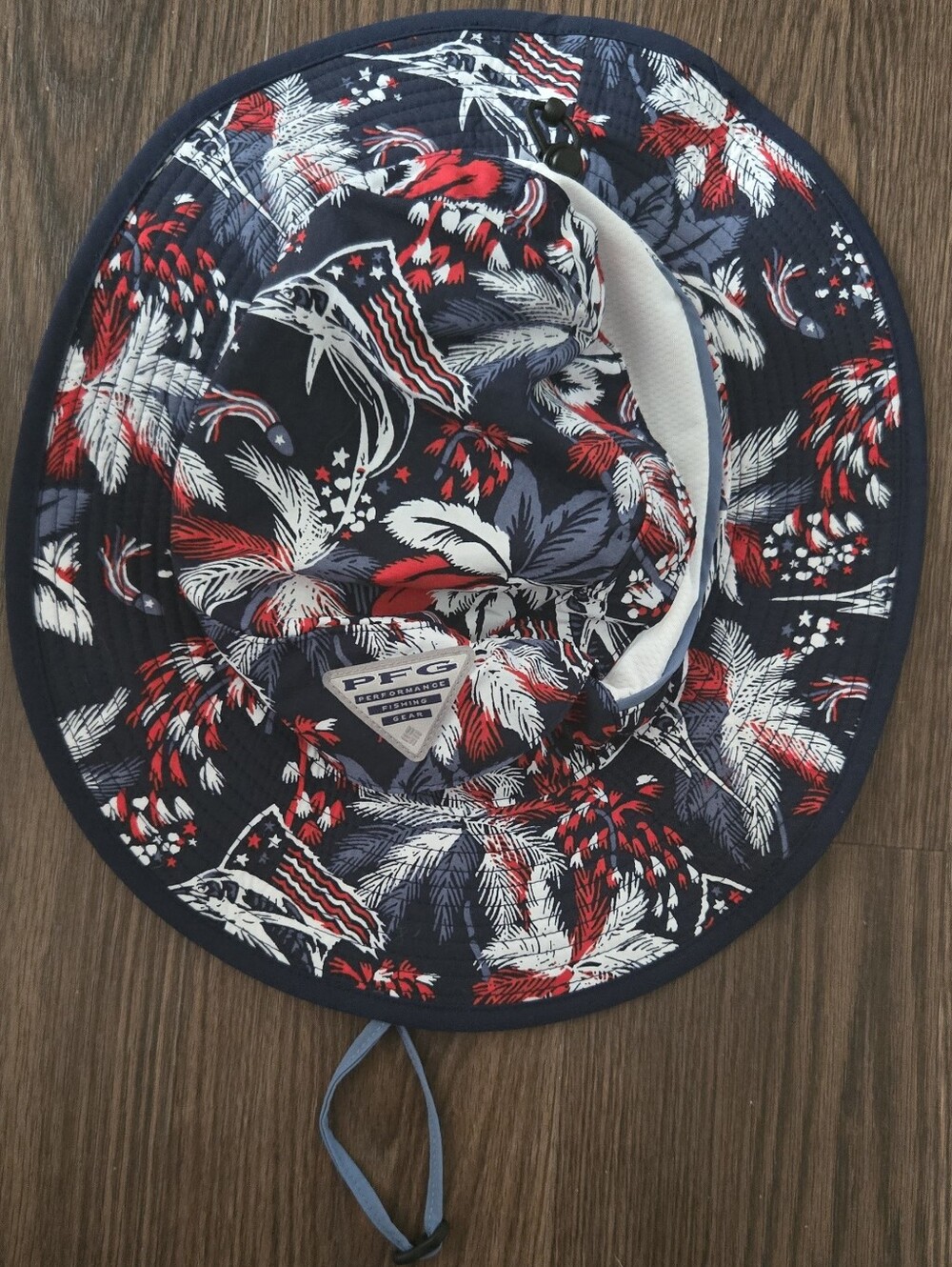 Columbia PFG Super Backcast Booney Adjustable Patriotic Fishing Hat S/M Summer